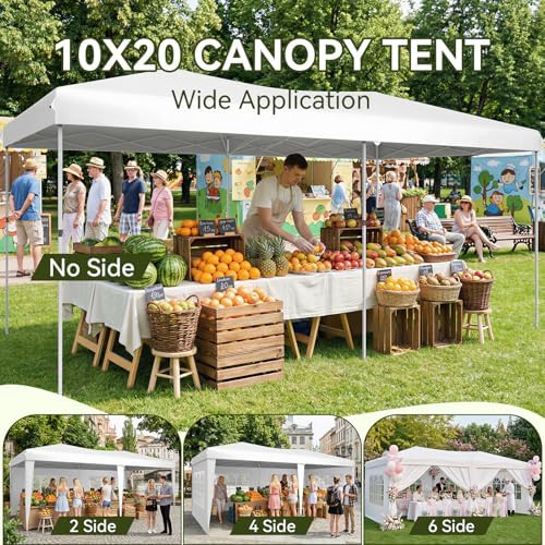 10x20 Pop Up Canopy Tent with 6 Sidewalls, Party Tent, White in White, alternate view 3