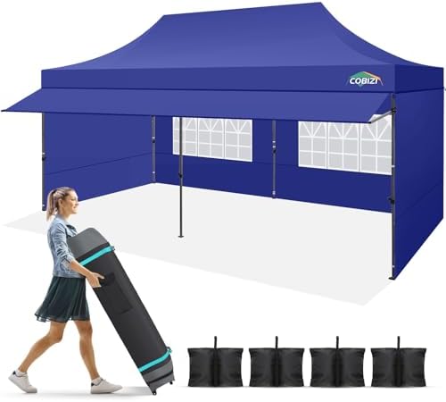 10x20 Pop Up Canopy Tent with Awning & Sidewalls, Heavy Duty Commercial 10X20 Canopy Tents Instant Waterproof