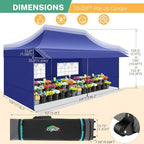 10x20 Pop Up Canopy Tent with Awning & Sidewalls, Heavy Duty Commercial 10X20 Canopy Tents Instant Waterproof, alternate view