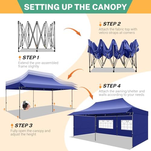 10x20 Pop Up Canopy Tent with Awning & Sidewalls, Heavy Duty Commercial 10X20 Canopy Tents Instant Waterproof, alternate view