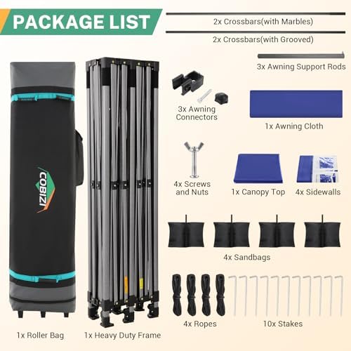 10x20 Pop Up Canopy Tent with Awning & Sidewalls, Heavy Duty Commercial 10X20 Canopy Tents Instant Waterproof, alternate view
