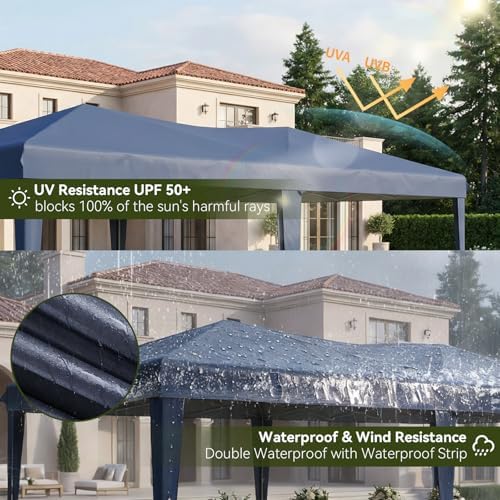 10x20 Pop Up Canopy Tent with LED Light, Party Tent, Navy Blue in Navy Blue, alternate view 4