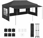 10x20 Pop Up Canopy Tent with Sidewalls, Heavy Duty Party Canopy, Dark Gray in Dark Gray with Awning