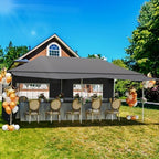 10x20 Pop Up Canopy Tent with Sidewalls, Heavy Duty Party Canopy, Dark Gray in Dark Gray with Awning, alternate view 2