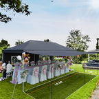 10x20 Pop Up Canopy Tent with Sidewalls, Heavy Duty Party Canopy, Dark Gray in Dark Gray with Awning, alternate view 4