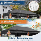 10x20 Pop Up Canopy Tent with Sidewalls, Heavy Duty Party Canopy, Dark Gray in Dark Gray with Awning, alternate view 7