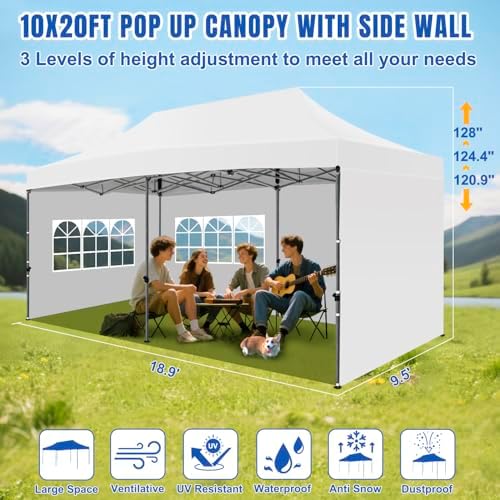 10x20 Pop Up Canopy Tent with Sidewalls Instant Outdoor Canopy, Waterproof & UV Protection, Easy Setup, alternate view 2