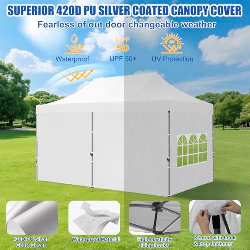 10x20 Pop Up Canopy Tent with Sidewalls Instant Outdoor Canopy, Waterproof & UV Protection, Easy Setup, alternate view 3