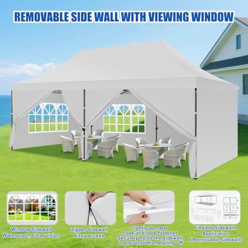 10x20 Pop Up Canopy Tent with Sidewalls Instant Outdoor Canopy, Waterproof & UV Protection, Easy Setup, alternate view 4