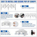 10x20 Pop Up Canopy Tent with Sidewalls Instant Outdoor Canopy, Waterproof & UV Protection, Easy Setup, alternate view 6