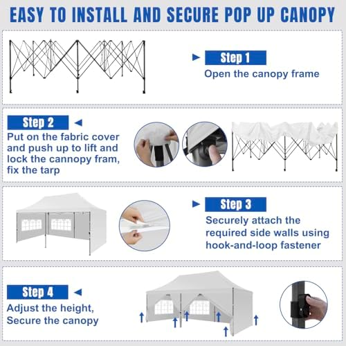 10x20 Pop Up Canopy Tent with Sidewalls Instant Outdoor Canopy, Waterproof & UV Protection, Easy Setup, alternate view 6