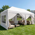 10x20 Pop up Canopy Tent with Sidewalls & Mesh Window White