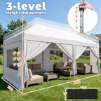 10x20 Pop up Canopy Tent with Sidewalls & Mesh Window White, alternate view 2
