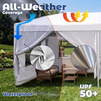 10x20 Pop up Canopy Tent with Sidewalls & Mesh Window White, alternate view 3