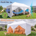 10x20 Pop up Canopy Tent with Sidewalls & Mesh Window White, alternate view 4
