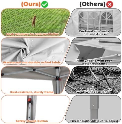 10x20 Pop up Canopy Tent with Sidewalls & Mesh Window White, alternate view 5