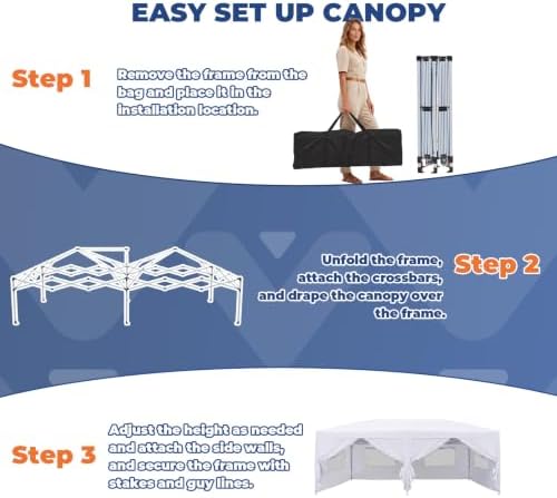 10x20 Pop up Canopy Tent with Sidewalls & Mesh Window White, alternate view 6