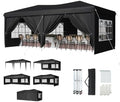 10x20 Pop Up Canopy Tent with Sidewalls, One-Push Instant Setup Waterproof Outdoor Canopy, 3 Adjustable Height