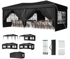 10x20 Pop Up Canopy Tent with Sidewalls, One-Push Instant Setup Waterproof Outdoor Canopy, 3 Adjustable Height