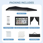 10x20 Pop Up Canopy Tent with Sidewalls, One-Push Instant Setup Waterproof Outdoor Canopy, 3 Adjustable Height, alternate