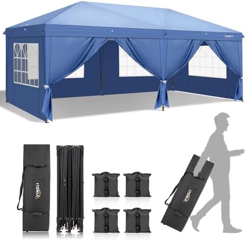 10x20 Pop Up Canopy Tent with Sidewalls, Outdoor Gazebo Canopy Tent, Patio Event Tents Outdoor Event Shelter for