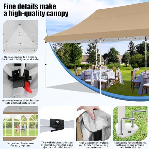 10x20 Pop Up Canopy Tent with Sidewalls, Waterproof Commercial Outdoor Instant Gazebo UV Protection 50+ Event, alternate view
