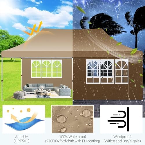10x20 Pop Up Canopy Tent with Sidewalls, Waterproof Commercial Outdoor Instant Gazebo UV Protection 50+ Event, alternate view