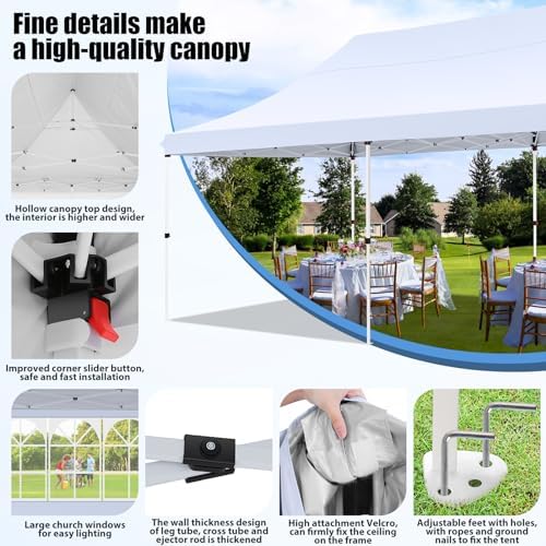 10x20 Pop Up Canopy Tent with Sidewalls, Waterproof Commercial Outdoor Instant Gazebo UV Protection 50+ Event, alternate view