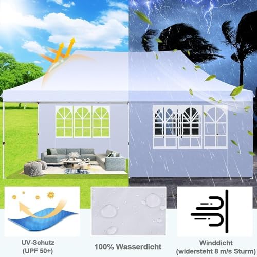 10x20 Pop Up Canopy Tent with Sidewalls, Waterproof Commercial Outdoor Instant Gazebo UV Protection 50+ Event, alternate view