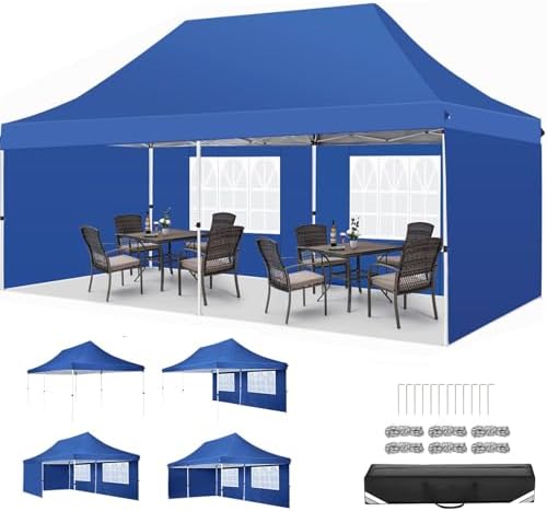 10x20 Pop Up Canopy Tent with Sidewalls, Waterproof Commercial Outdoor Instant Gazebo UV Protection 50+ Event