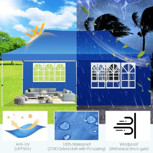 10x20 Pop Up Canopy Tent with Sidewalls, Waterproof Commercial Outdoor Instant Gazebo UV Protection 50+ Event, alternate view