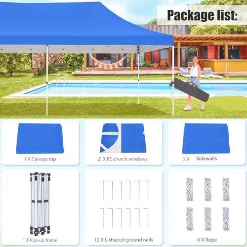 10x20 Pop Up Canopy Tent with Sidewalls, Waterproof Commercial Outdoor Instant Gazebo UV Protection 50+ Event, alternate view