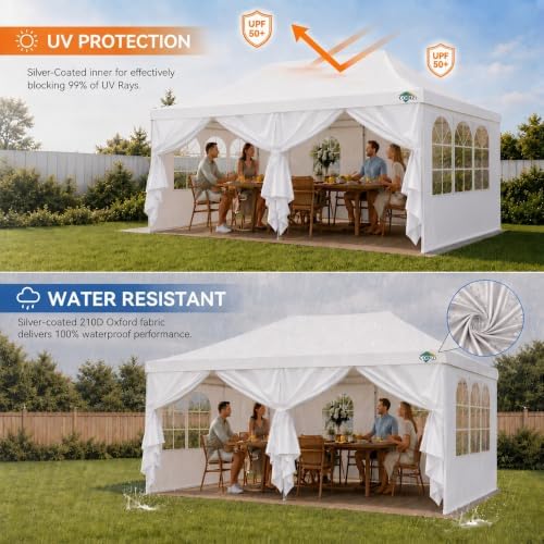 10x20 Pop Up Canopy Tent with Sidewalls, Waterproof Commercial Outdoor Instant Gazebo UV Protection 50+ Event, alternate view