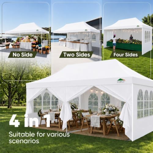 10x20 Pop Up Canopy Tent with Sidewalls, Waterproof Commercial Outdoor Instant Gazebo UV Protection 50+ Event, alternate view