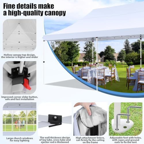 10x20 Pop Up Canopy Tent with Sidewalls, Waterproof Commercial Outdoor Instant Gazebo UV Protection 50+ Event, alternate view