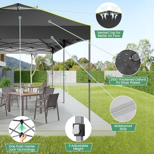 10x20 Pop Up Canopy Tent Without Removable Sidewalls, One Push Party Tent Outdoor Waterproof Event Canopy with, alternate