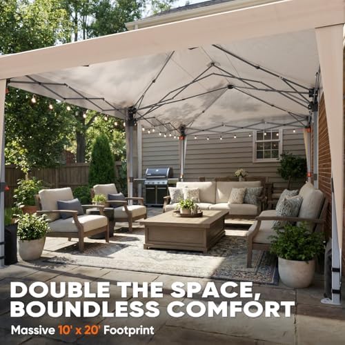 10x20 Pop Up Canopy Tent Without Sidewalls, Outdoor Party Tent in Beige, alternate view 2