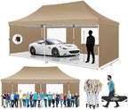 10x20 Pop up Canopy with 4 Removable Sidewalls, Outdoor Tents for Parties, Waterproof & UV50+, with Extra 4