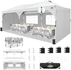 10x20 Pop Up Canopy with 4 Sidewalls, 1-Person Setup, Waterproof