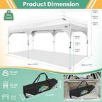 10x20 Pop Up Canopy with 4 Sidewalls, 1-Person Setup, Waterproof, alternate view 2
