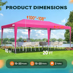 10x20 Pop Up Canopy with 6 Sidewalls & Church Windows in Pink, alternate view 6