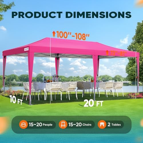 10x20 Pop Up Canopy with 6 Sidewalls & Church Windows in Pink, alternate view 6
