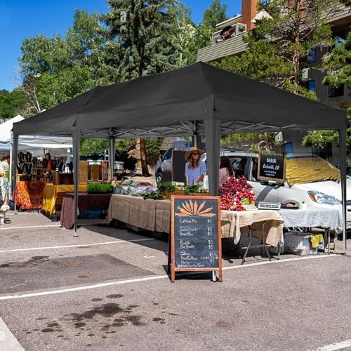 10x20 Pop Up Canopy with 6 Sidewalls, One Push Easy Setup, Black in Black, alternate view 2