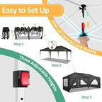 10x20 Pop Up Canopy with 6 Sidewalls, One Push Easy Setup, Black in Black, alternate view 4