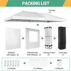 10x20 Pop Up Canopy with 6 Sidewalls, One Push Easy Setup, White in White, alternate view 5