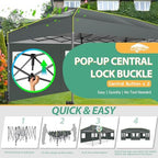 10x20 Pop Up Canopy with 6 Sidewalls One Push Setup, Grey in Grey, alternate view 2