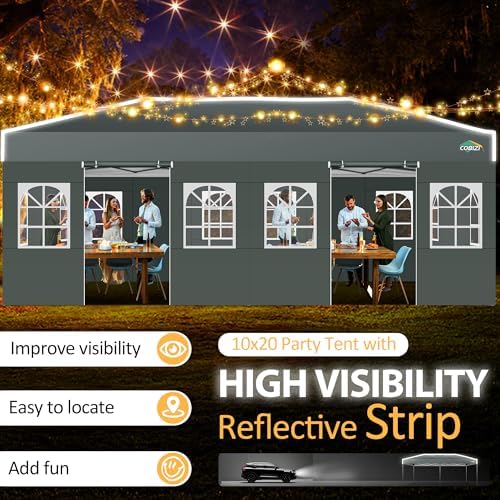 10x20 Pop Up Canopy with 6 Sidewalls One Push Setup, Grey in Grey, alternate view 5