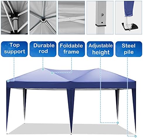 10x20 Pop Up Canopy with 6 Sidewalls, Waterproof Outdoor Commercial Instant Tent, Tent for Parties Beach Camping, alternate