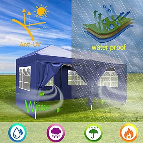 10x20 Pop Up Canopy with 6 Sidewalls, Waterproof Outdoor Commercial Instant Tent, Tent for Parties Beach Camping, alternate