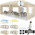 10x20 Pop up Canopy with Sidewalls, One Push Outdoor Tents for Parties Waterproof Canopy Tent with Center Lock